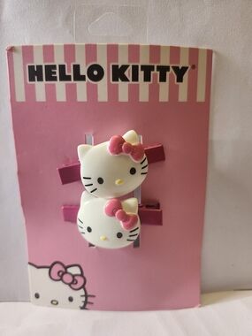 Hello Kitty Pink & White Bow Hair Clips - Set of 2